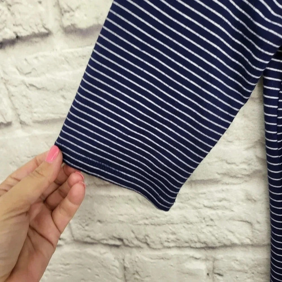 BB Dakota Navy White/Cream Micro Striped Tunic Dress w/pockets Sz S - Picture 3 of 11